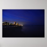 Affiche de nuit de logements d'hôtels de rivage de