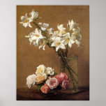 Affiche de roses et de lis de Henri Fantin-Latour