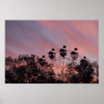 Affiche de roue de Ferris de coucher du soleil