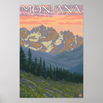 Affiche de voyage de FlowersMontanaVintage de ress