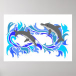 Affiche éternelle de vague de dauphin