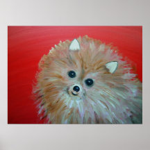 Affiche lunatique de peinture de Pomeranian d'art 