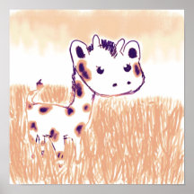 Affiche mignonne de pêche de girafe