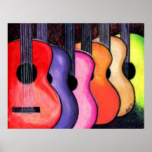 Affiche multicolore de guitares par Loni