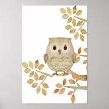 Affiche musicale de hibou d'arbre