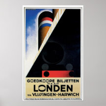 Affiche néerlandaise vintage de ferry de rail