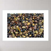 Affiche noire de vert de kaki de piments d'olives 
