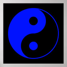 Affiche noire et bleue de symbole de Yin Yang