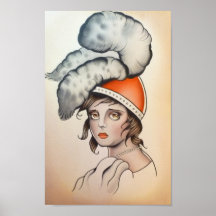 Affiche originale d'aquarelle de "plume"