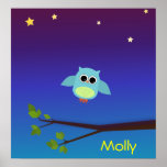 Affiche personnalisée de hibou de soirée en vol