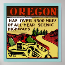 Affiche pittoresque de routes de l'Orégon de voyag