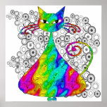 Affiche psychédélique Trippy de chat