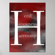 Affiche rouge Cust. d'harmonie de bonheur d'attent
