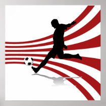 Affiche rouge et blanche de footballeur