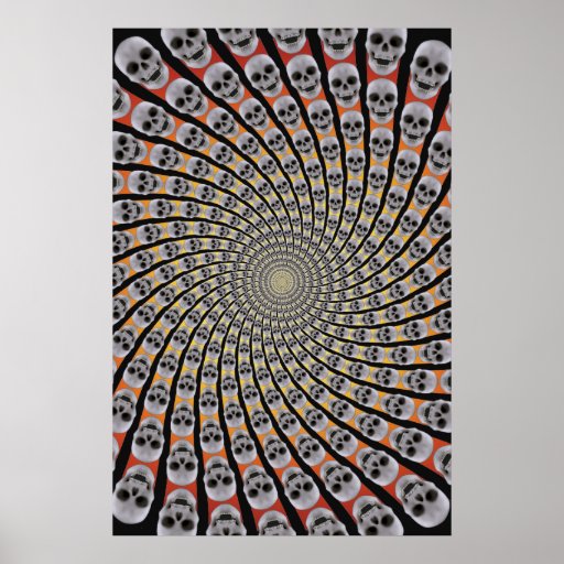 Affiche : Spirale de crâne : Conception Trippy : J