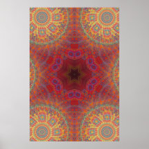Affiche Trippy : Illustration radiale psychédéliqu