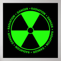 Affiche verte de symbole de rayonnement