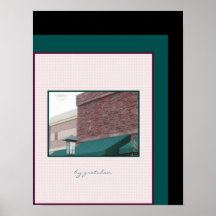Affiche verte de tente et de lampadaire