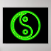 Affiche verte rougeoyante de Yin Yang