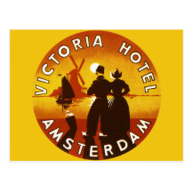 Affiche vintage de voyage, Amsterdam, Hollande Carte Postale