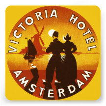 Affiche vintage de voyage, Amsterdam, Hollande Invitations