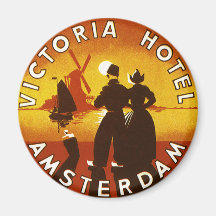 Affiche vintage de voyage, Amsterdam, Hollande Aimants