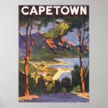 Affiche vintage de voyage, Cape Town, Afrique du S
