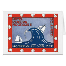 Affiche vintage de voyage de Noordzee de pension d Carte De Vœux