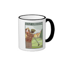 Affiche vintage de voyage de scène d'OregonGolf Tasse