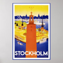 Affiche vintage de voyage de "Stockholm"