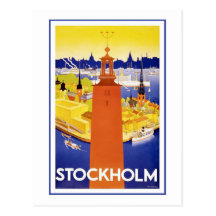 Affiche vintage de voyage de "Stockholm" Carte Postale