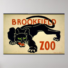 Affiche vintage de zoo de Brookfield