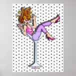 Affiches, copies - fille dans un verre de Martini,