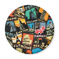 Affiches la rétro Europe vintage Asie Etats-Unis d magnets