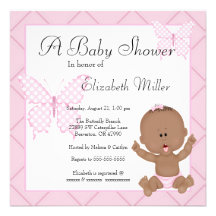 African American Pink Girl Baby Shower Invitation