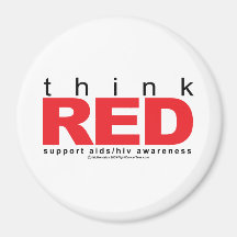 AIDS/HIV pensent le rouge Magnets Pour Réfrigérateur