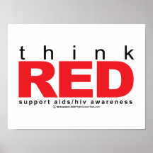 AIDS/HIV pensent le rouge Posters