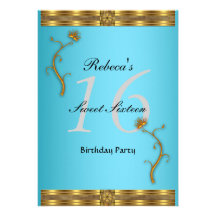 Aigue-marine de fête d'anniversaire du sweet sixte invitations personnalisées