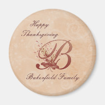 Aimant de la lettre B de monogramme de thanksgivin