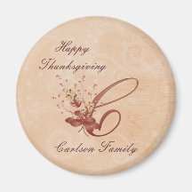Aimant de la lettre C de monogramme de thanksgivin