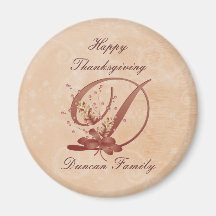 Aimant de la lettre D de monogramme de thanksgivin