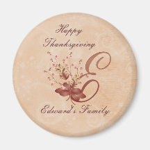 Aimant de la lettre E de monogramme de thanksgivin