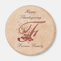 Aimant de la lettre F de monogramme de thanksgivin