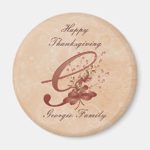Aimant de la lettre G de monogramme de thanksgivin