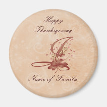 Aimant de la lettre I de monogramme de thanksgivin