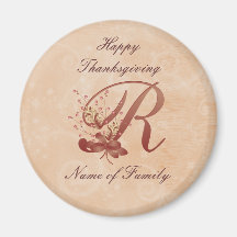 Aimant de la lettre R de monogramme de thanksgivin