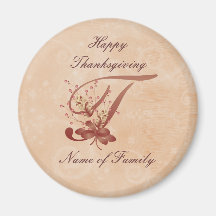 Aimant de la lettre T de monogramme de thanksgivin