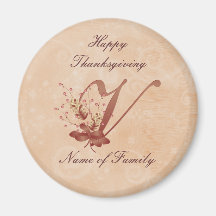 Aimant de la lettre V de monogramme de thanksgivin