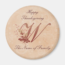 Aimant de la lettre W de monogramme de thanksgivin