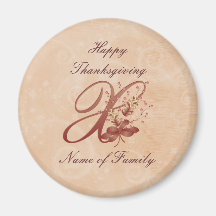 Aimant de la lettre X de monogramme de thanksgivin